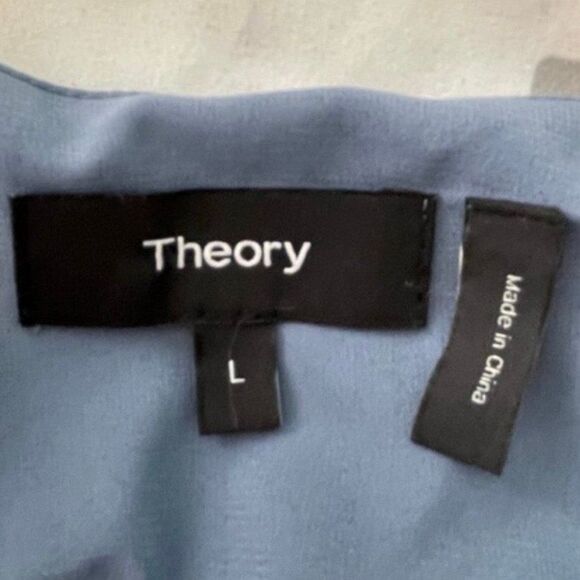 Theory Teah Urban Silk Camisole Blue Crepe Easy Slip Top Scoop Neck L - Picture 6 of 8